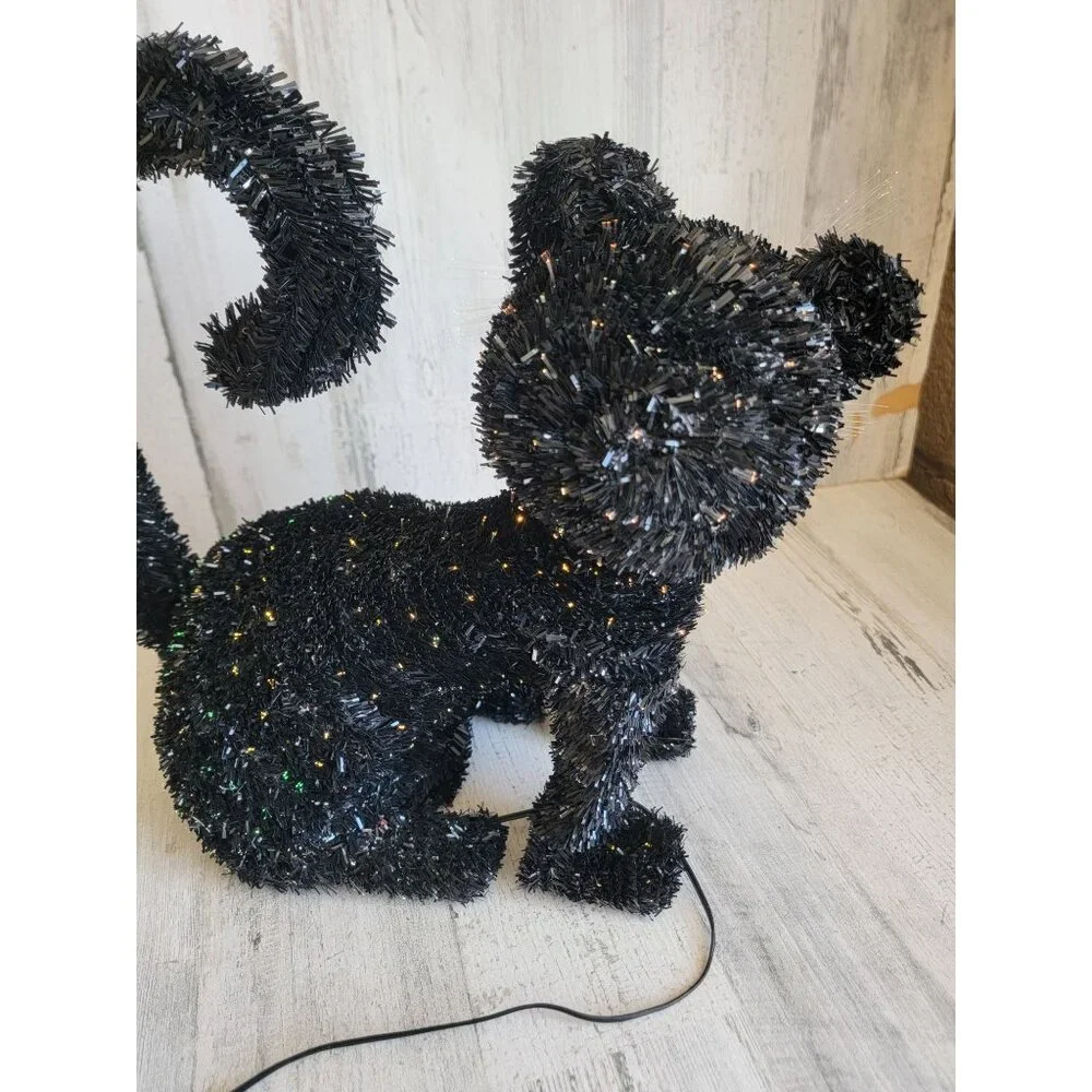 Fiber optic black‎ cat multi-color Halloween home decor